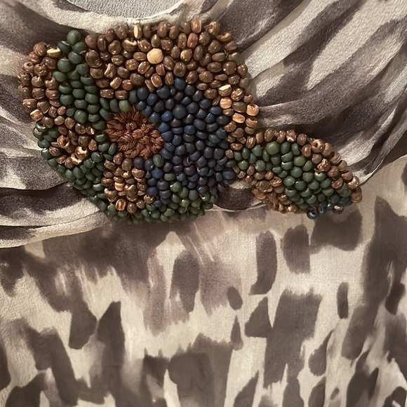 Bcbg max azria handkerchief cami blouses small cheetah leopard beaded top - Picture 2 of 6